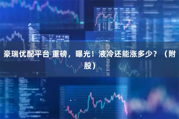 豪瑞优配平台 重磅，曝光！液冷还能涨多少？（附股）